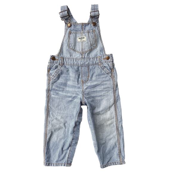 OshKosh Overalls 18M Kid Boy Girl Engineer‎ Stripe Blue - Picture 1 of 8